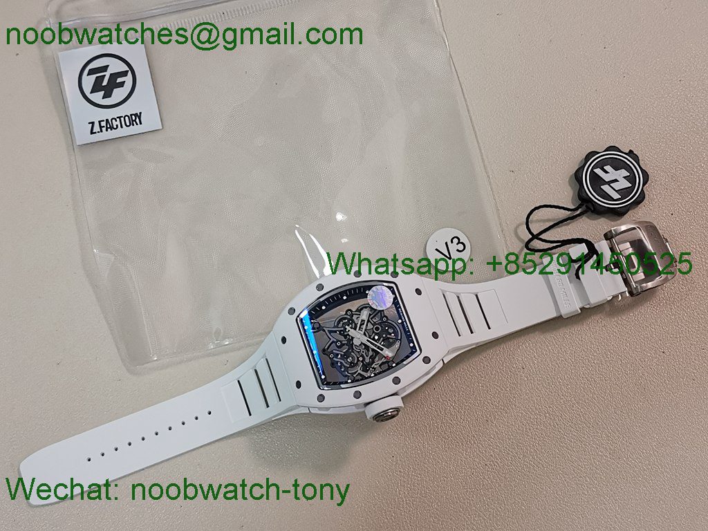 Replica Richard Mille RM055 White Ceramic ZF V3 1:1 SuperCLone Skeleton RMUL2 