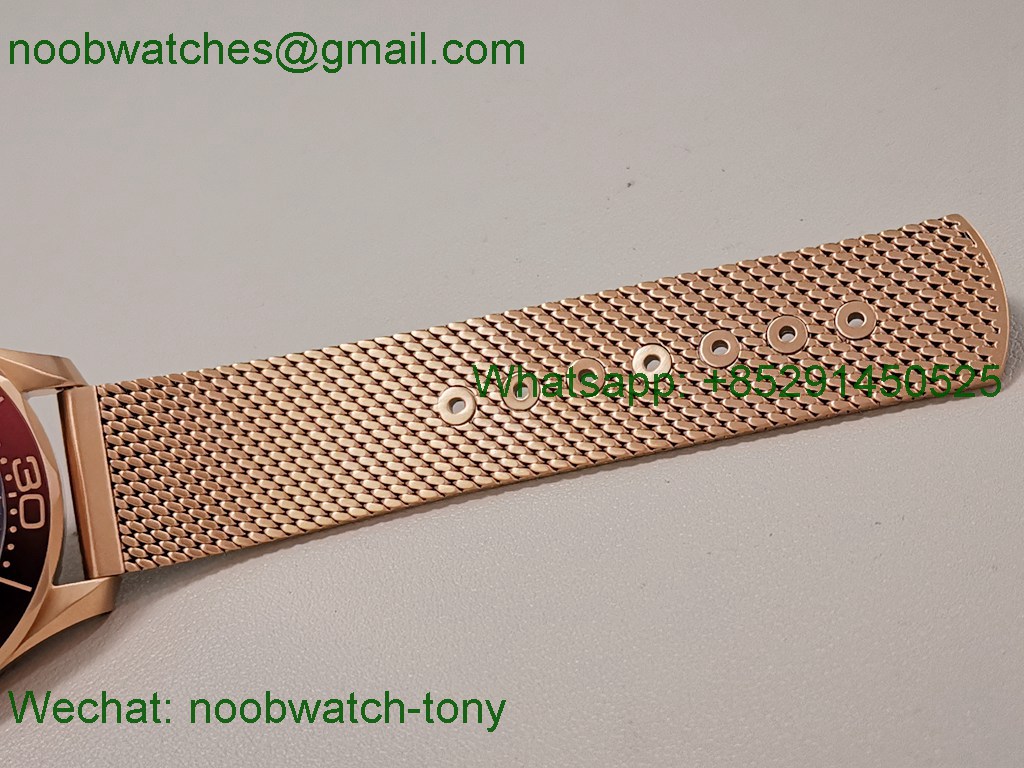 Replica OMEGA Seamaster 300M Diver Rose Gold VSF 1:1 Best SuperCLone Black Dial Red Bezel A8806