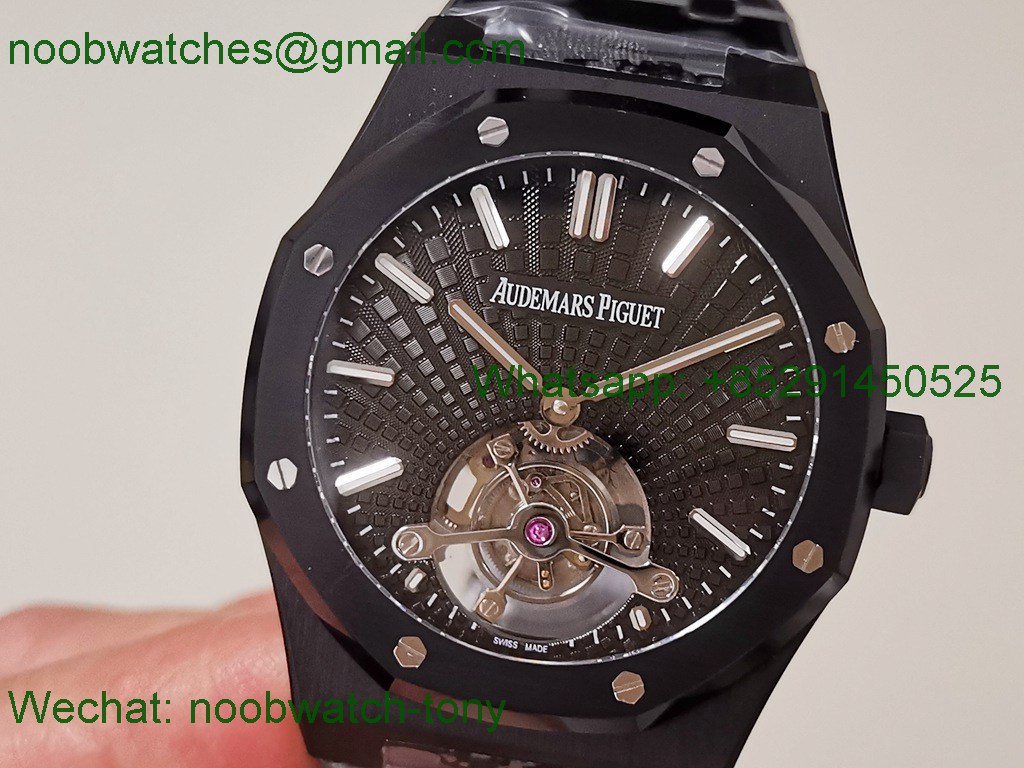 Replica Audemars Piguet AP Royal Oak 41mm Tourbillon DLC BBS Best SuperCLone Black Dial 