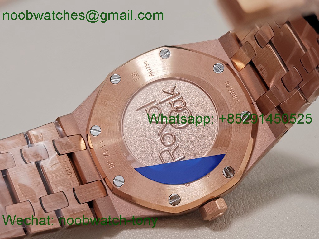 Replica Audemars Piguet AP Lady Royal Oak 33mm Rose Gold ZF 1:1 Best Superclone Blue Dial ETA Quartz