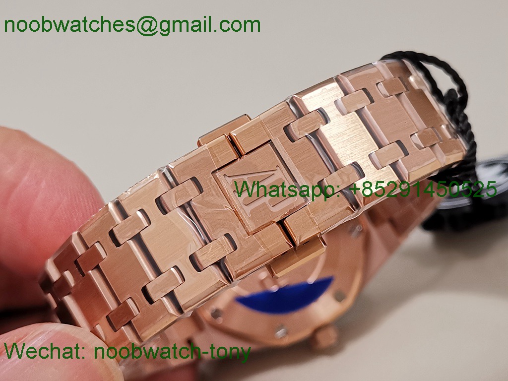 Replica Audemars Piguet AP Lady Royal Oak 33mm Rose Gold ZF 1:1 Best Superclone Blue Dial ETA Quartz