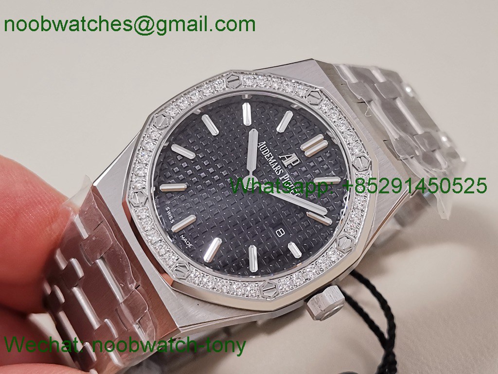 Replica Audemars Piguet AP Lady Royal Oak 33mm 67651 Diamonds ZF 1:1 Best SuperCLone Black Dial Quartz