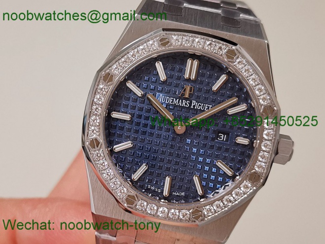 Replica Audemars Piguet AP Lady Royal Oak 33mm 67651 Diamonds ZF 1:1 Best SuperCLone Blue Dial Quartz