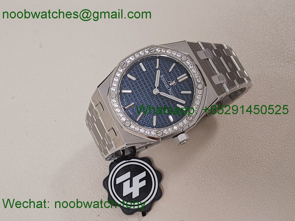 Replica Audemars Piguet AP Lady Royal Oak 33mm 67651 Diamonds ZF 1:1 Best SuperCLone Blue Dial Quartz