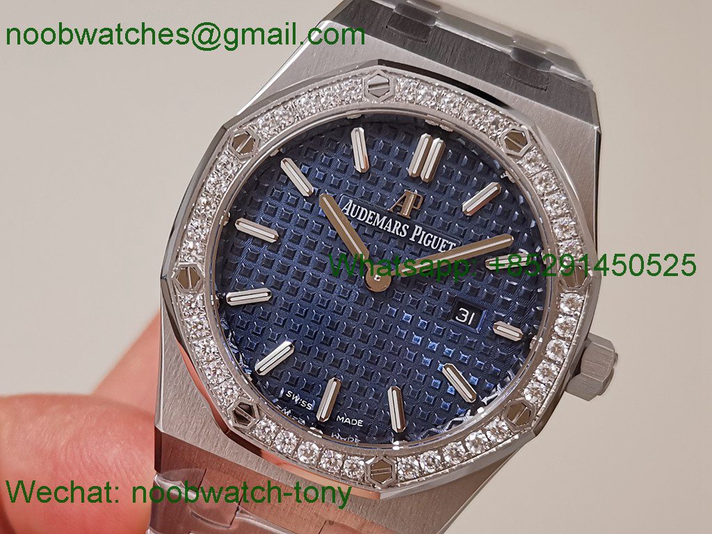 Replica Audemars Piguet AP Lady Royal Oak 33mm 67651 Diamonds ZF 1:1 Best SuperCLone Blue Dial Quartz