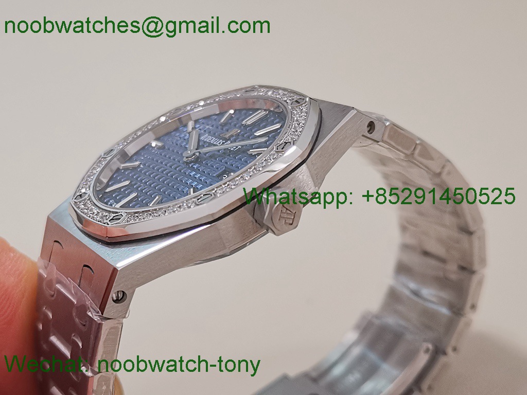 Replica Audemars Piguet AP Lady Royal Oak 33mm 67651 Diamonds ZF 1:1 Best SuperCLone Blue Dial Quartz