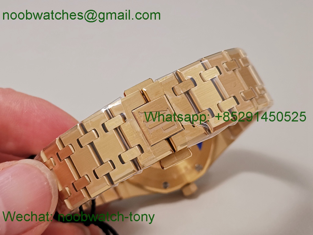 Replica Audemars Piguet AP Lady Royal Oak 33mm Yellow Gold ZF 1:1 Best White Dial Diamonds ETA Quartz