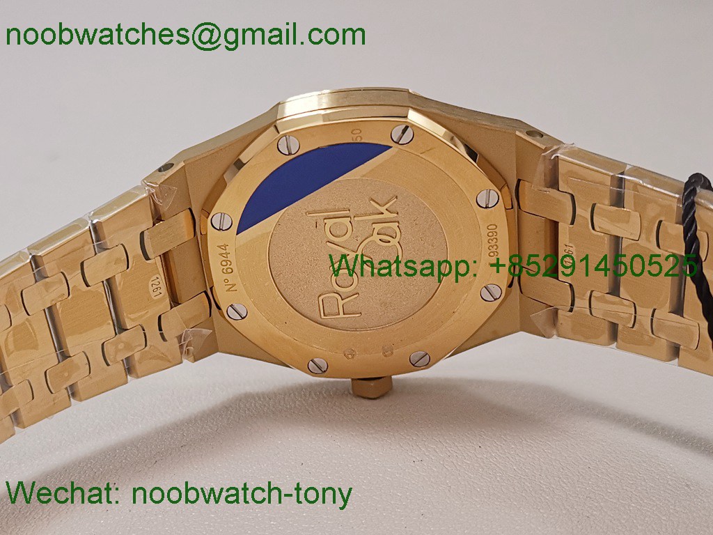 Replica Audemars Piguet AP Lady Royal Oak 33mm Yellow Gold ZF 1:1 Best Blue Dial Diamonds ETA Quartz