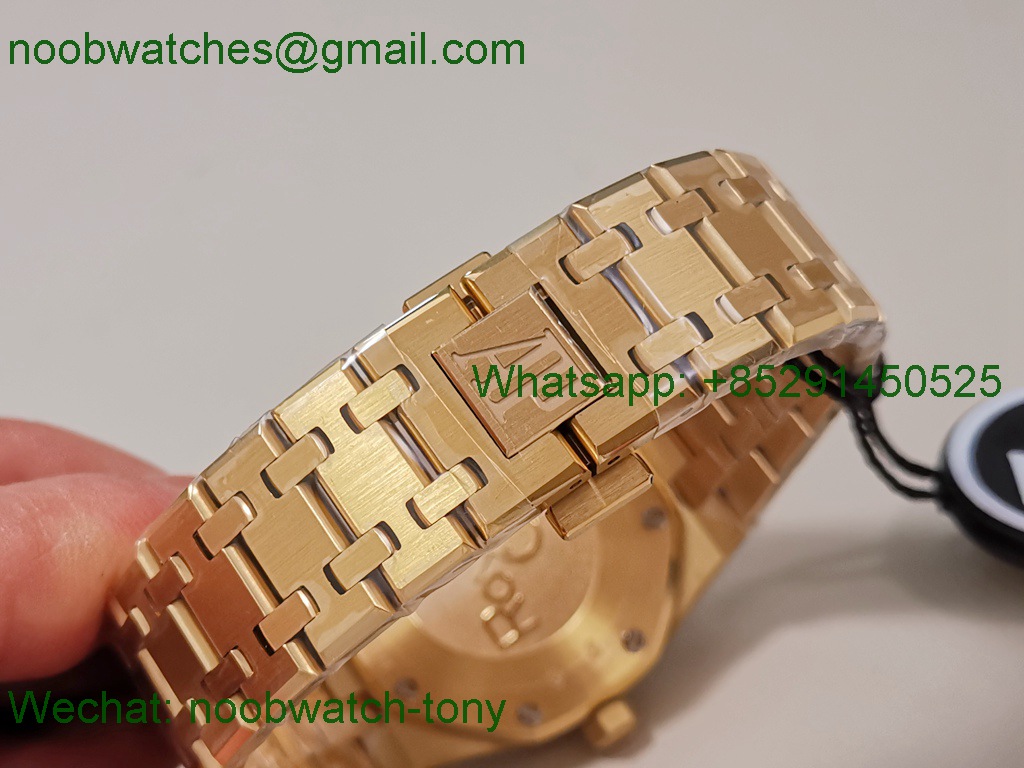 Replica Audemars Piguet AP Lady Royal Oak 33mm Yellow Gold ZF 1:1 Best Blue Dial Diamonds ETA Quartz