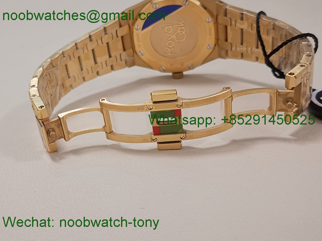 Replica Audemars Piguet AP Lady Royal Oak 33mm Yellow Gold ZF 1:1 Best Blue Dial Diamonds ETA Quartz