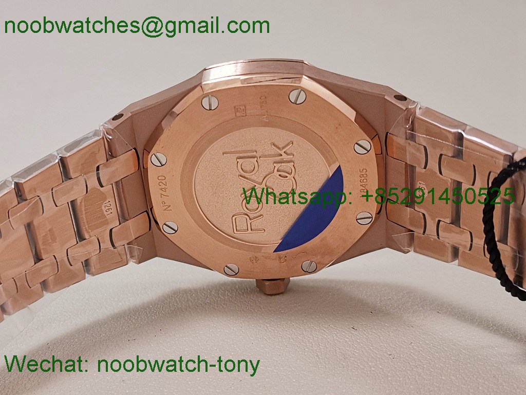 Replica Audemars Piguet AP Lady Royal Oak 33mm Rose Gold ZF 1:1 Best Superclone Brown Dial ETA Quartz