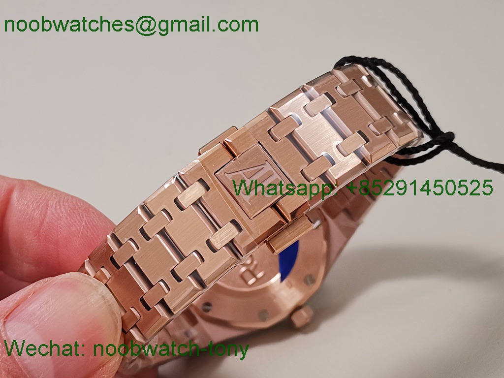 Replica Audemars Piguet AP Lady Royal Oak 33mm Rose Gold ZF 1:1 Best Superclone Brown Dial ETA Quartz
