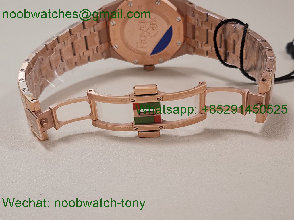 Replica Audemars Piguet AP Lady Royal Oak 33mm Rose Gold ZF 1:1 Best Superclone Brown Dial ETA Quartz