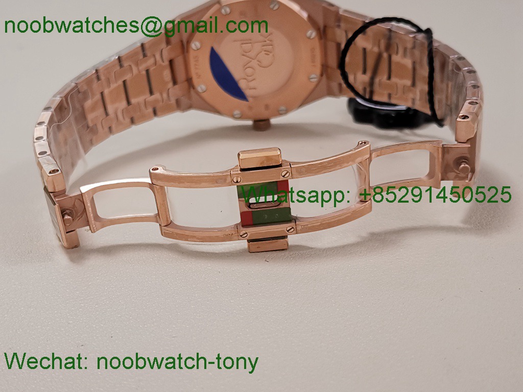 Replica Audemars Piguet AP Lady Royal Oak 33mm Rose Gold ZF 1:1 Best White Dial Diamonds ETA Quartz