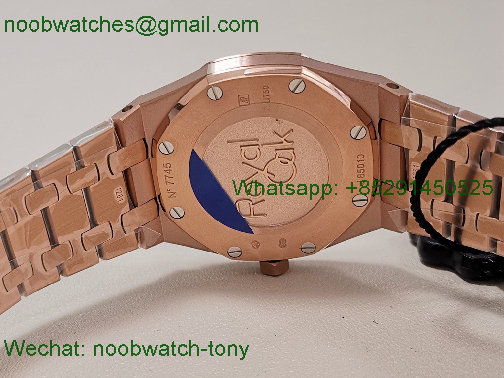 Replica Audemars Piguet AP Lady Royal Oak 33mm Rose Gold ZF 1:1 Best White Dial Diamonds ETA Quartz