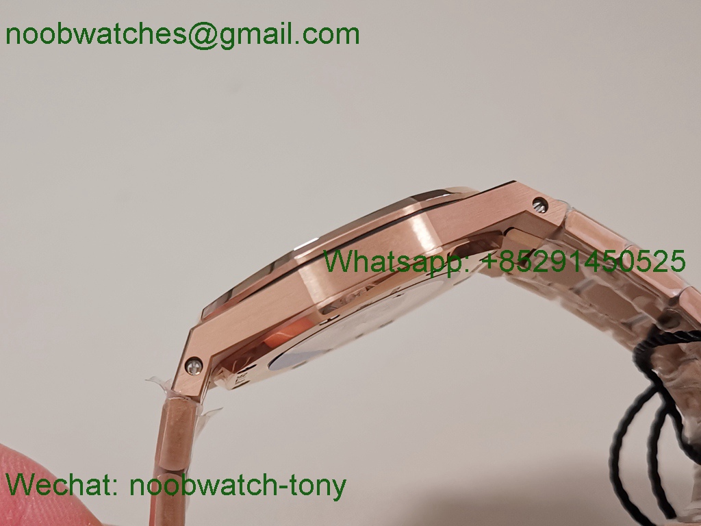 Replica Audemars Piguet AP Lady Royal Oak 33mm Rose Gold ZF 1:1 Best White Dial Diamonds ETA Quartz