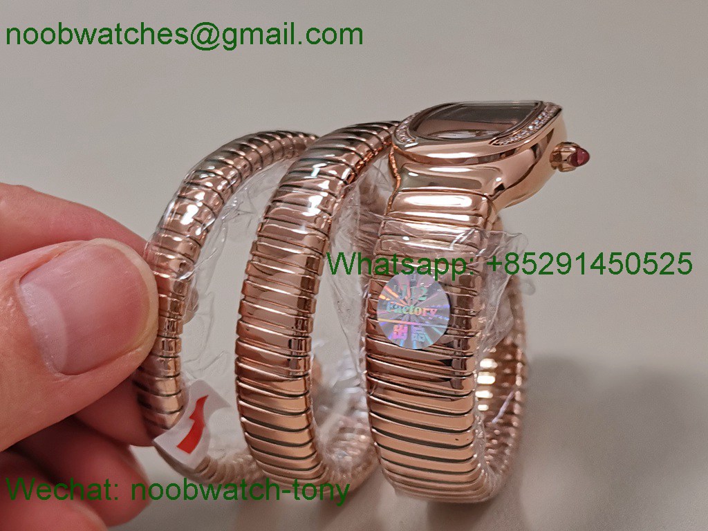 Replica Bvlgari Serpenti 35mm Diamonds Rose Gold BVF 1:1 SuperCLone White Dial Quartz