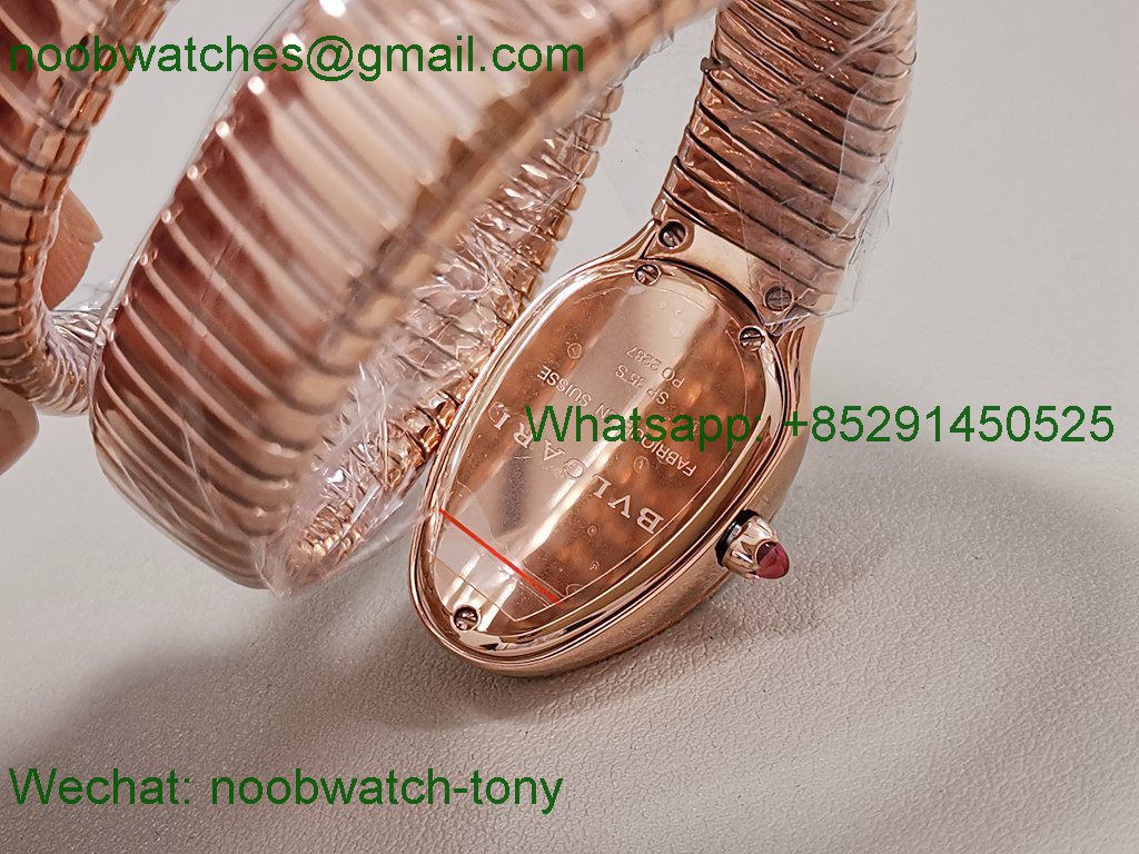 Replica Bvlgari Serpenti 35mm Diamonds Rose Gold BVF 1:1 SuperCLone White Dial Quartz