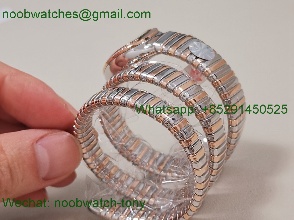 Replica Bvlgari Serpenti 35mm Diamonds Rose Gold SS BVF 1:1 SuperCLone White Dial Quartz