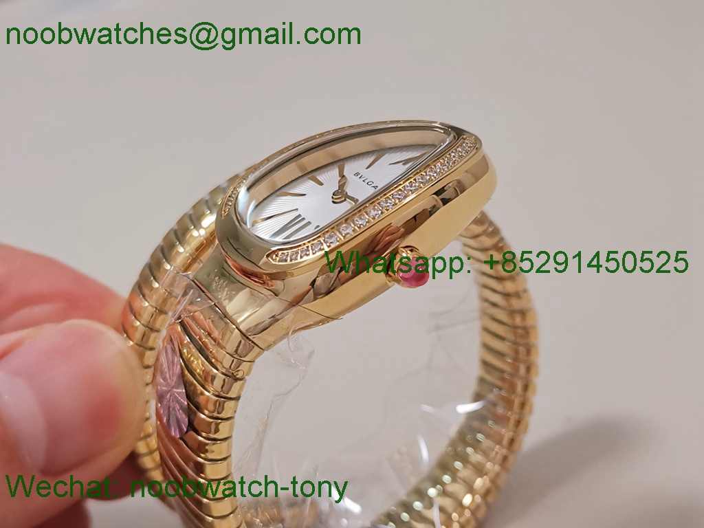Replica Bvlgari Serpenti 35mm Diamonds Yellow Gold SS BVF SuperCLone White Dial Quartz