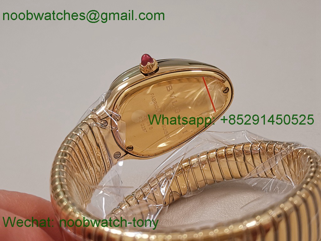 Replica Bvlgari Serpenti 35mm Diamonds Yellow Gold SS BVF SuperCLone White Dial Quartz