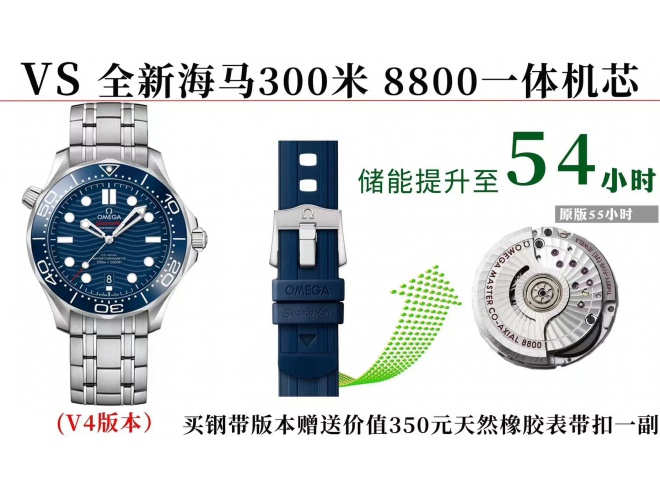 Replica OMEGA Seamaster Diver 300M Blue Ceramic V4 VSF 1:1 Best SuperClone 8800