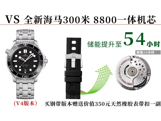 Replica OMEGA Seamaster Diver 300M Black Ceramic V4 VSF 1:1 Best SuperClone 8800