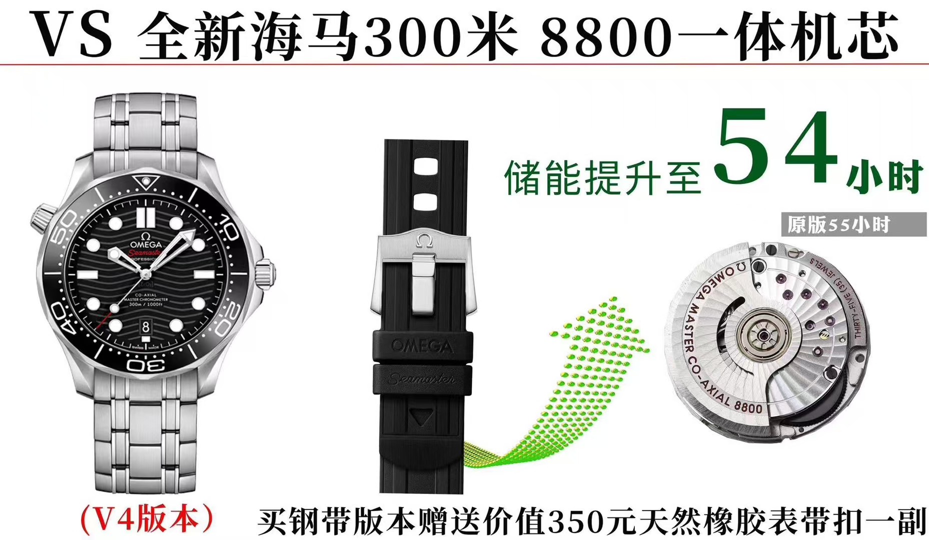 Replica OMEGA Seamaster Diver 300M Black Ceramic V4 VSF 1:1 Best SuperClone 8800