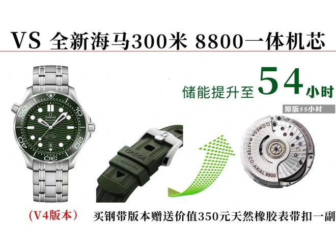 Replica OMEGA Seamaster Diver 300M Green Dial V4 VSF 1:1 Best SuperClone 8800