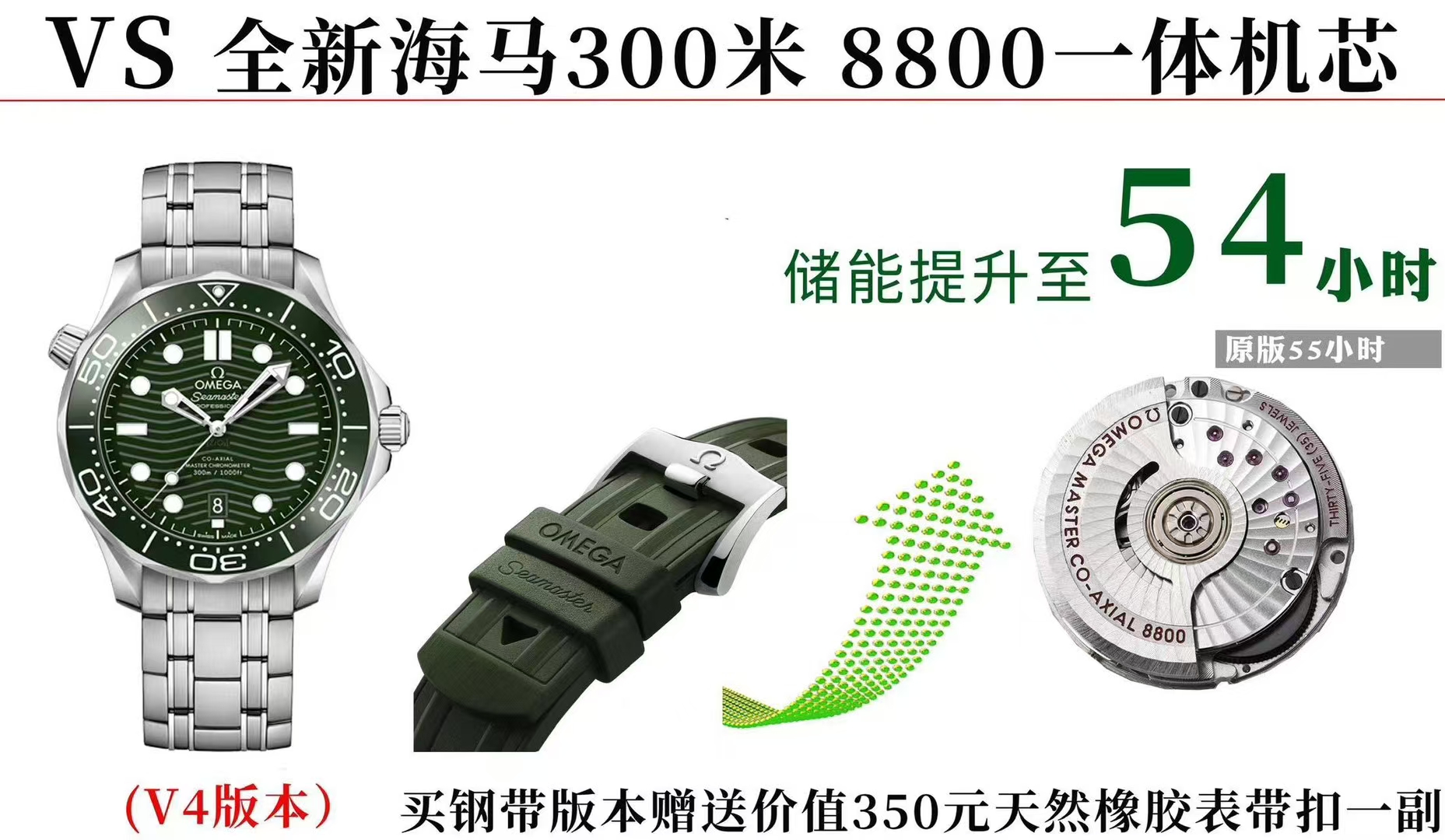 Replica OMEGA Seamaster Diver 300M Green Dial V4 VSF 1:1 Best SuperClone 8800