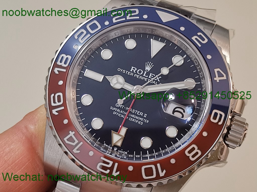 Replica Rolex GMT II 126719 BLRO Pepsi Blue Dial 904L C+F 1:1 Best on Oyster Bracelet VR3285 CHS