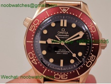 Replica OMEGA Seamaster 300M Diver Rose Gold VSF 1:1 Best SuperCLone Black Dial Red Bezel A8806