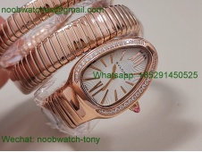 Replica Bvlgari Serpenti 35mm Diamonds Rose Gold BVF 1:1 SuperCLone White Dial Quartz