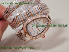 Replica Bvlgari Serpenti 35mm Diamonds Rose Gold SS BVF 1:1 SuperCLone White Dial Quartz