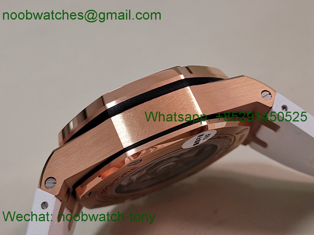 Replica Audemars Piguet AP ROO Offshore 26568 Rose Gold White Dial TKF SuperClone A3126
