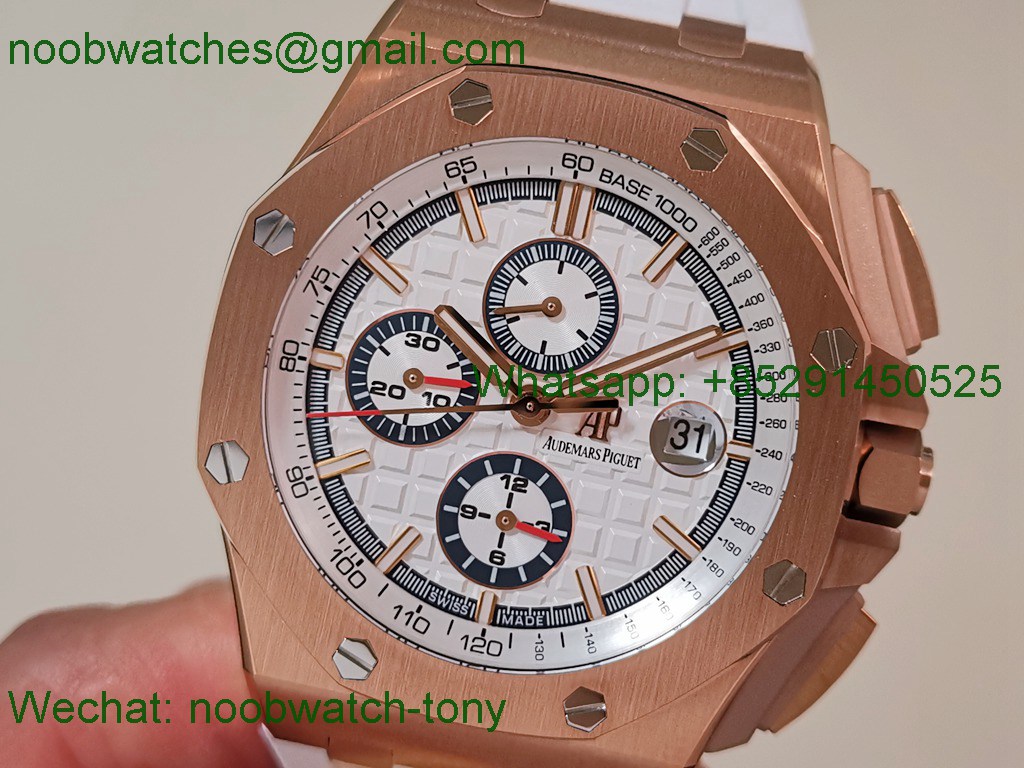 Replica Audemars Piguet AP ROO Offshore 26568 Rose Gold White Dial TKF SuperClone A3126