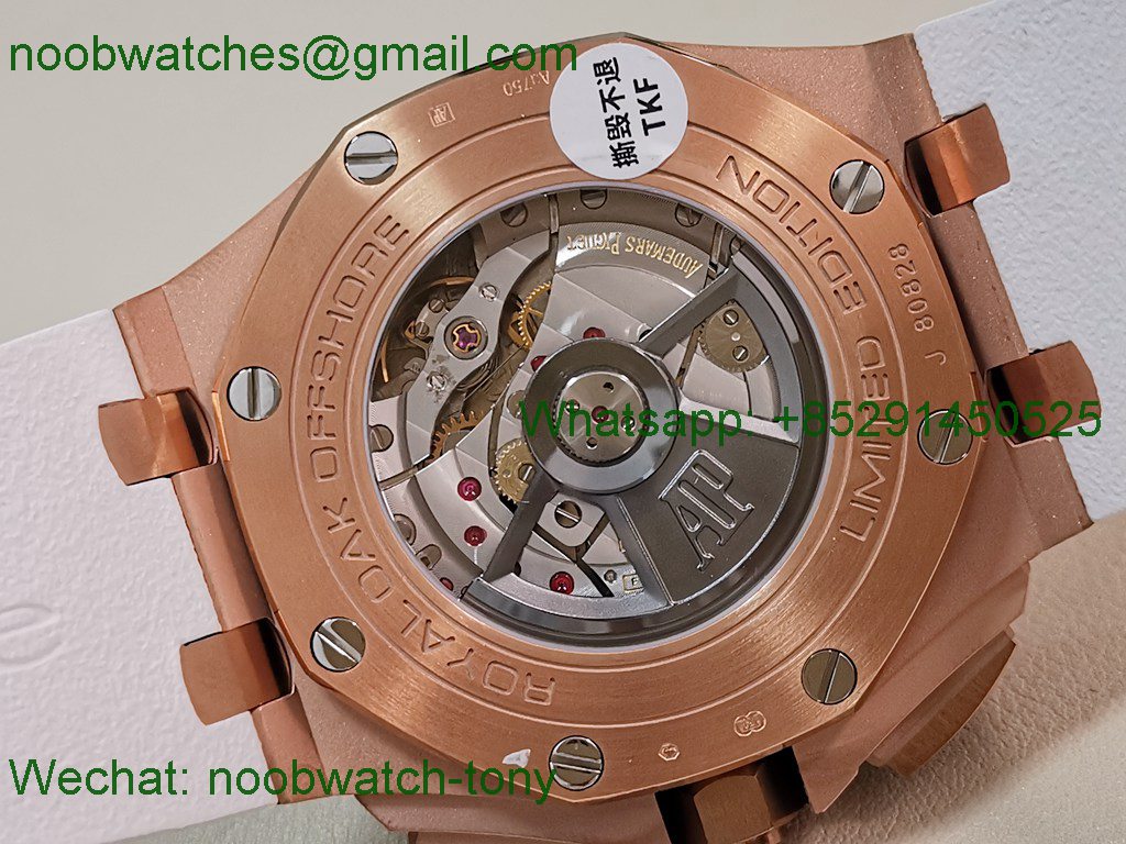 Replica Audemars Piguet AP ROO Offshore 26568 Rose Gold White Dial TKF SuperClone A3126