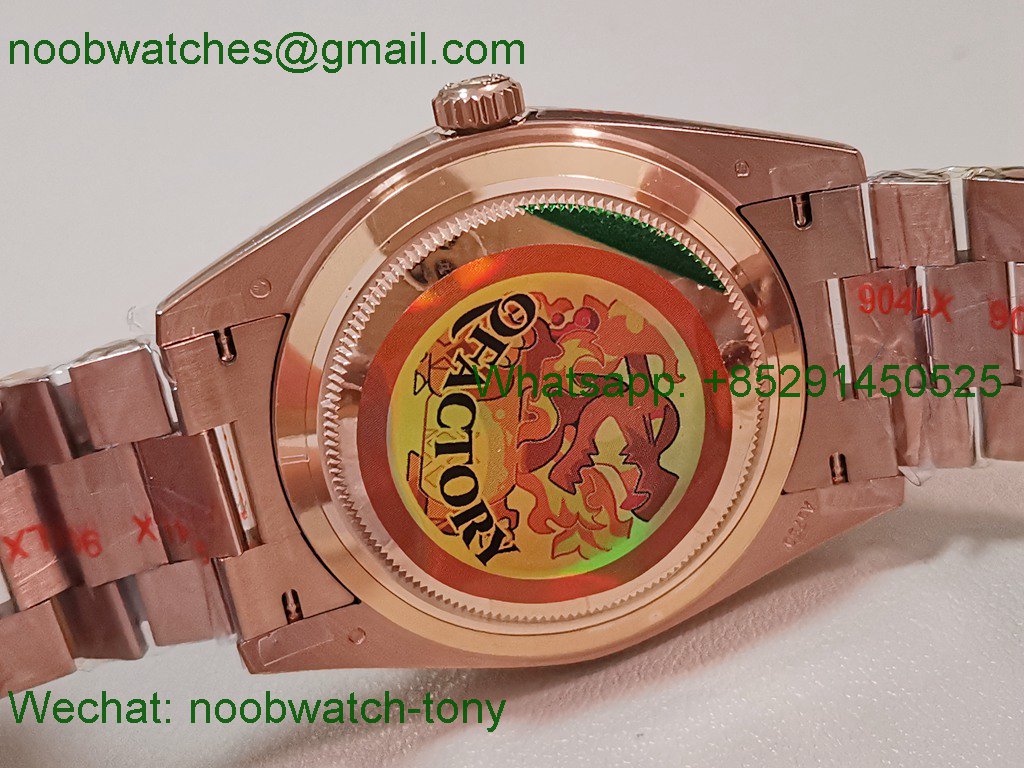 Replica Rolex DayDate 40mm Rose Gold QF SuperClone Brown Roman Dial President A2836 V5 Gain Weight V5