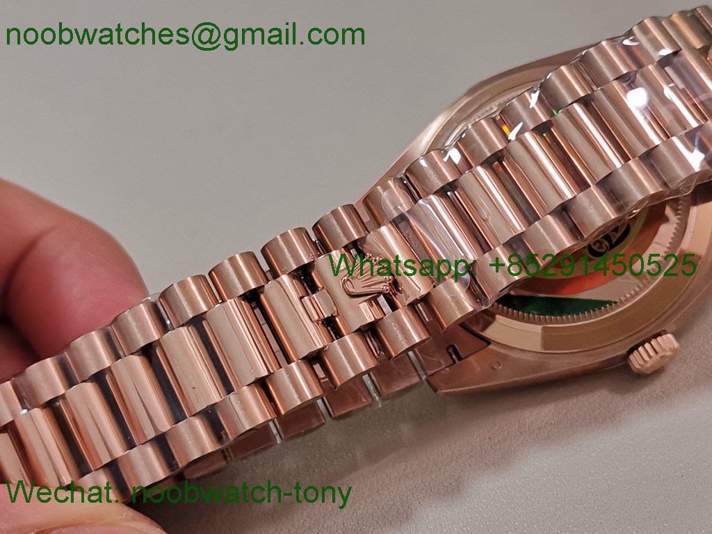 Replica Rolex DayDate 40mm Rose Gold QF SuperClone Brown Roman Dial President A2836 V5 Gain Weight V5