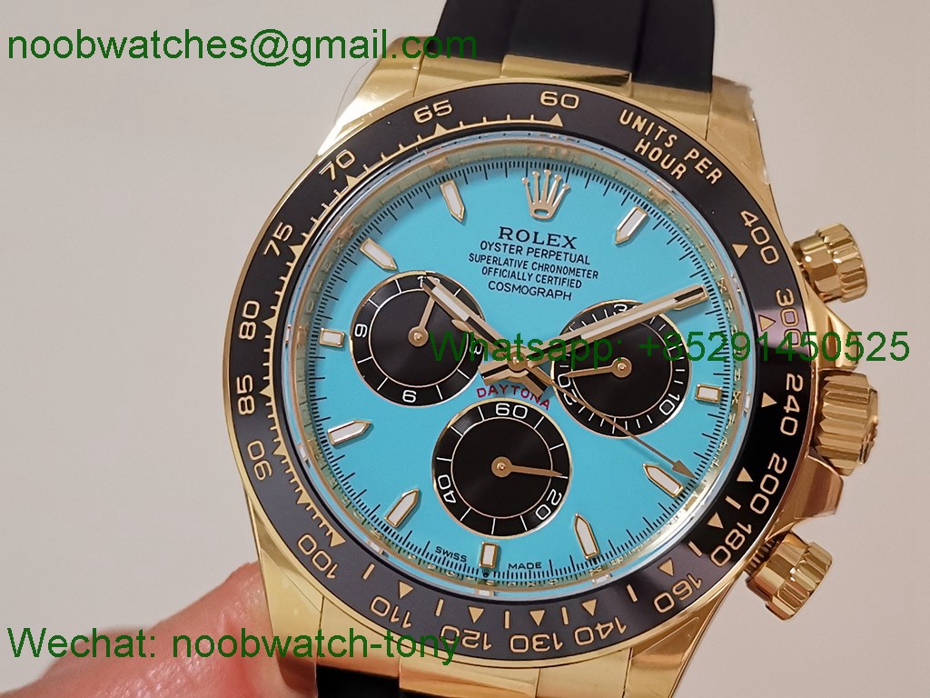 Replica Rolex Daytona 126515LN Yellow Gold Turquoise Blue Dial EWE OysterFlex A4131