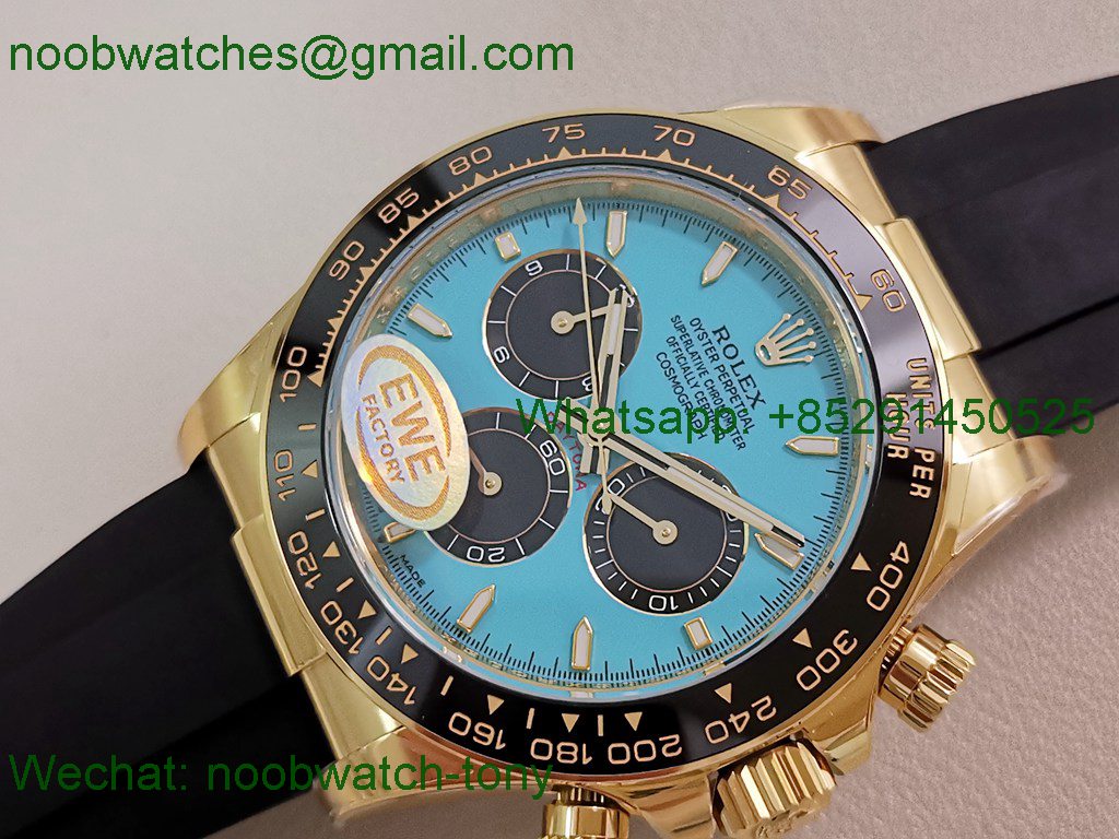 Replica Rolex Daytona 126515LN Yellow Gold Turquoise Blue Dial EWE OysterFlex A4131