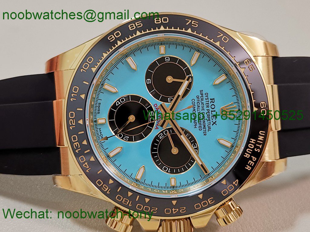 Replica Rolex Daytona 126515LN Yellow Gold Turquoise Blue Dial EWE OysterFlex A4131