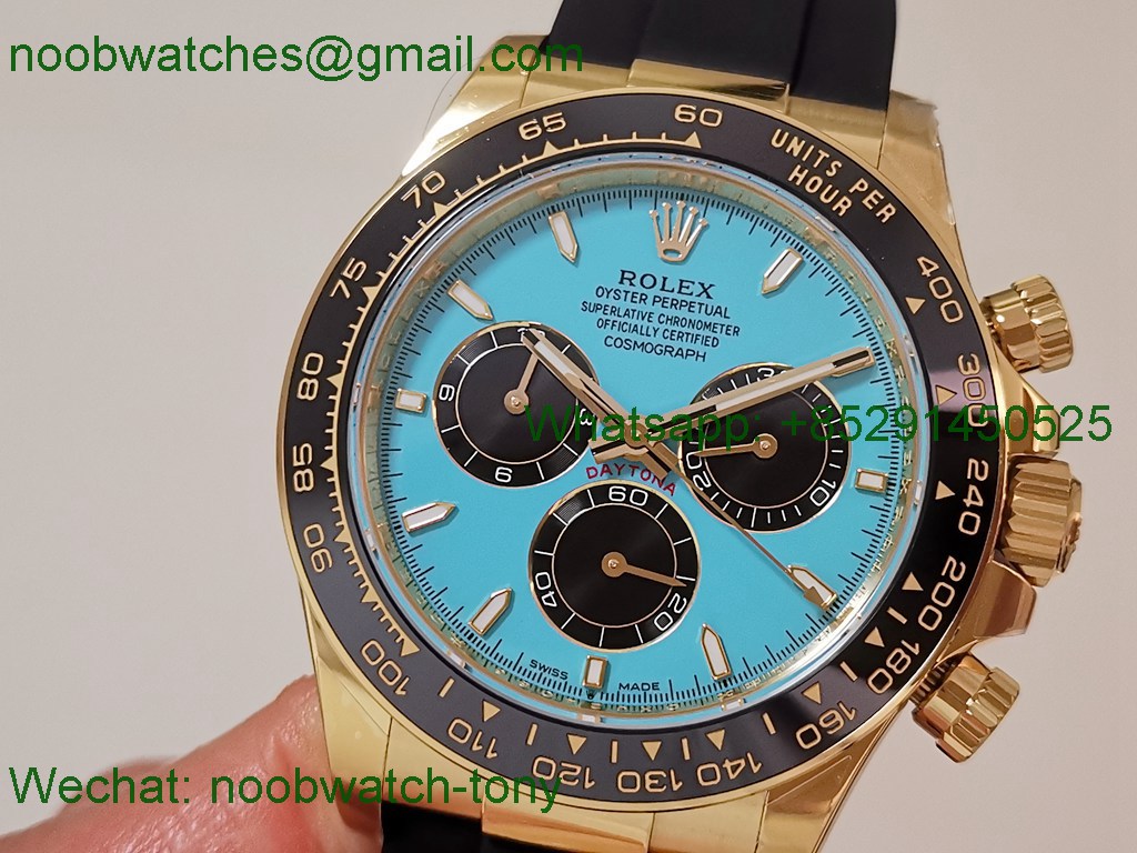 Replica Rolex Daytona 126515LN Yellow Gold Turquoise Blue Dial EWE OysterFlex A4131