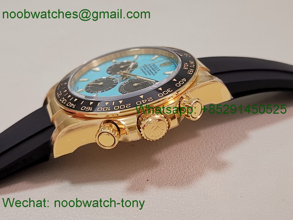 Replica Rolex Daytona 126515LN Yellow Gold Turquoise Blue Dial EWE OysterFlex A4131
