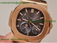Replica Patek Philippe Nautilus MoonPhase 5712 Rose Gold SuperCLone Grey Dial Leather PPF V2