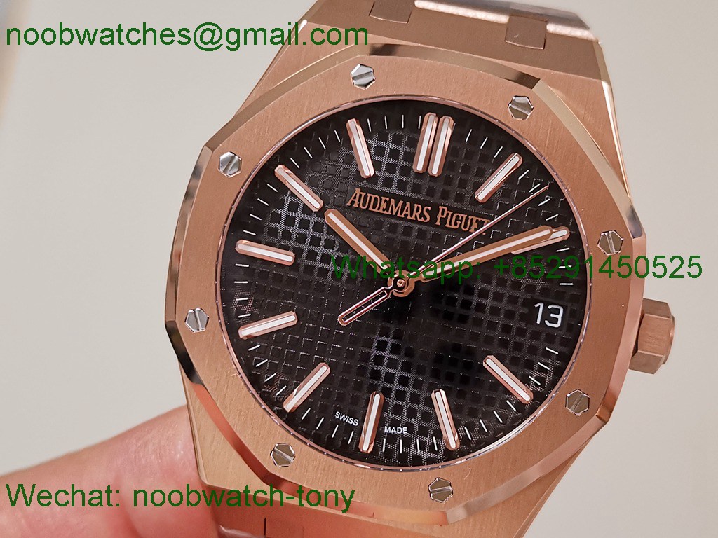 Replica Audemars Piguet AP Royal Oak 41mm 15500 Rose GOLD Black APSF SuperClone Best A4302