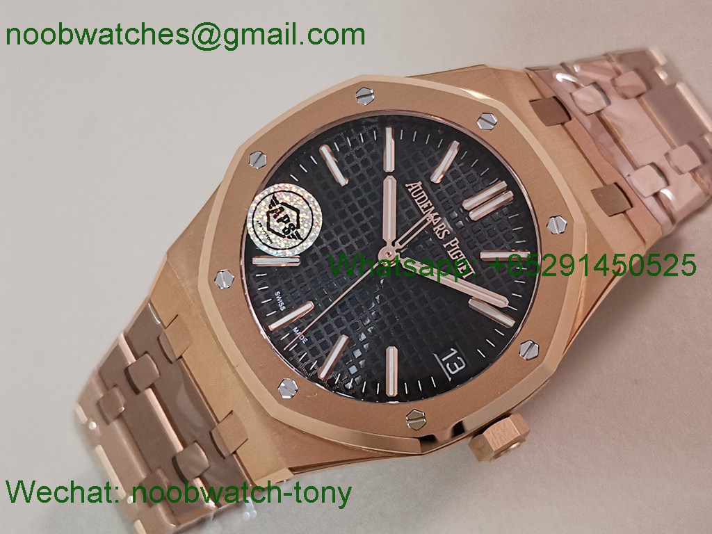 Replica Audemars Piguet AP Royal Oak 41mm 15500 Rose GOLD Black APSF SuperClone Best A4302