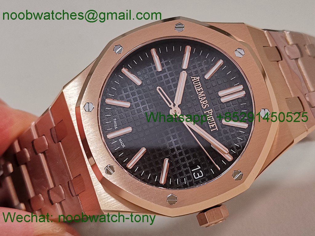 Replica Audemars Piguet AP Royal Oak 41mm 15500 Rose GOLD Black APSF SuperClone Best A4302
