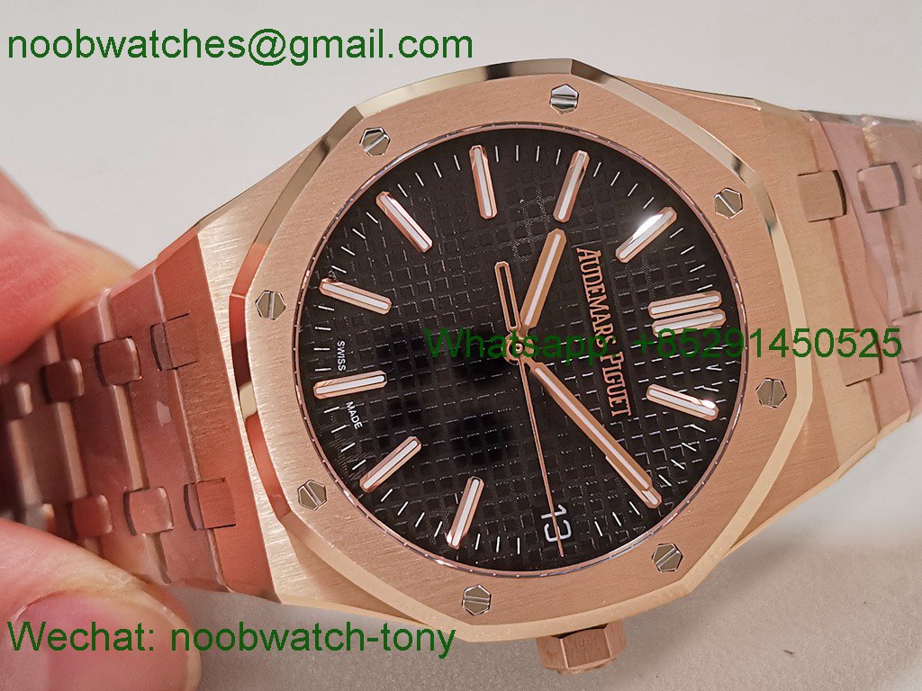 Replica Audemars Piguet AP Royal Oak 41mm 15500 Rose GOLD Black APSF SuperClone Best A4302