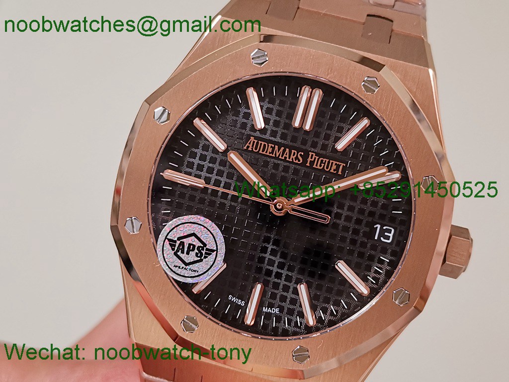Replica Audemars Piguet AP Royal Oak 41mm 15500 Rose GOLD Black APSF SuperClone Best A4302